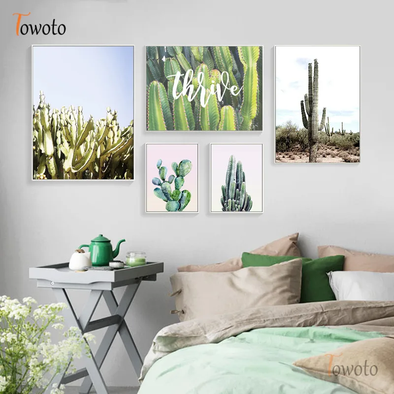 Растительный постер С КАКТУСОМ суккулентный принт пустынный пейзаж настенные