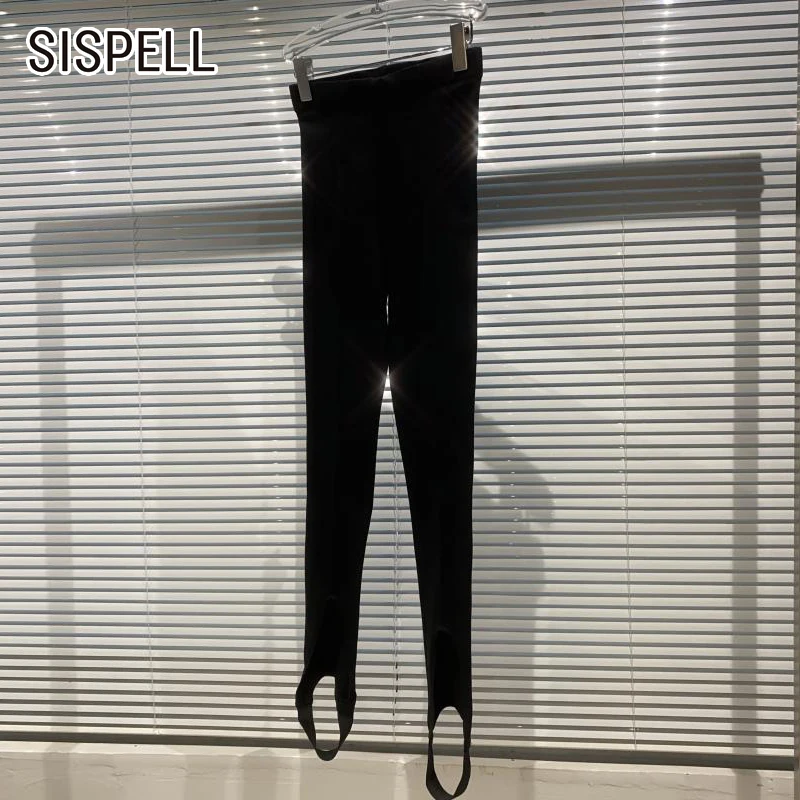 

Женские брюки с дырками SISPELL, черные минималистичные повседневные брюки с высокой талией, утягивающие, полной длины, осенняя одежда, 2021