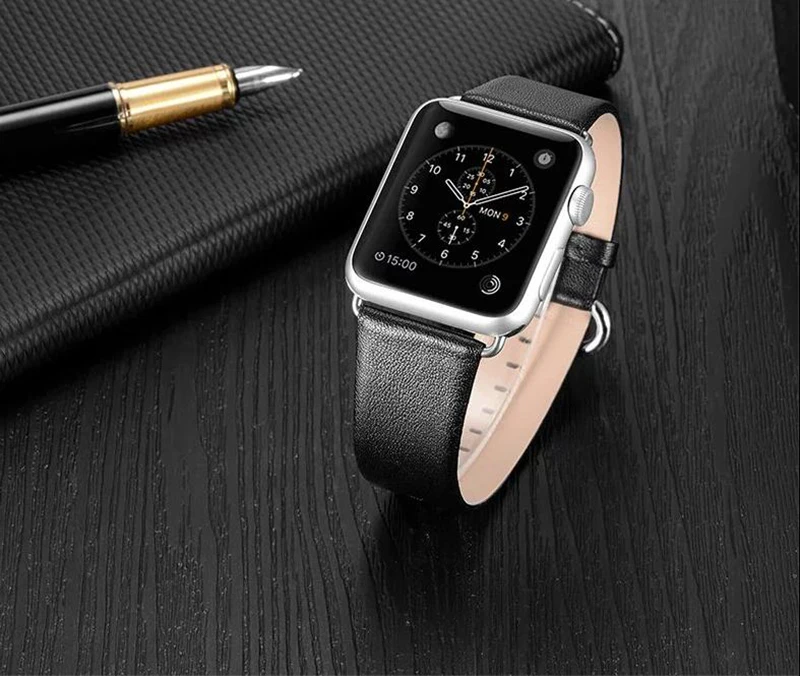 Ремешок из натуральной телячьей кожи 44 мм 40 мм для Apple Watch 42 мм iwatch 5 4 3 ремень 38 мм Женский браслет с разъемом адаптера