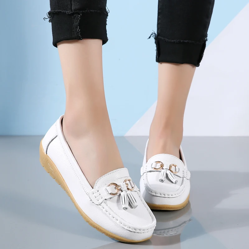 

Women Flats Ballet Shoes Cut Out Leather Breathable Moccasins Women Boat Shoes Ballerina Ladies Casual Shoes