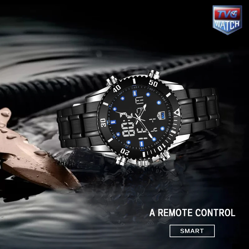 Часы наручные TVG мужские спортивные водонепроницаемые кварцевые с двойным