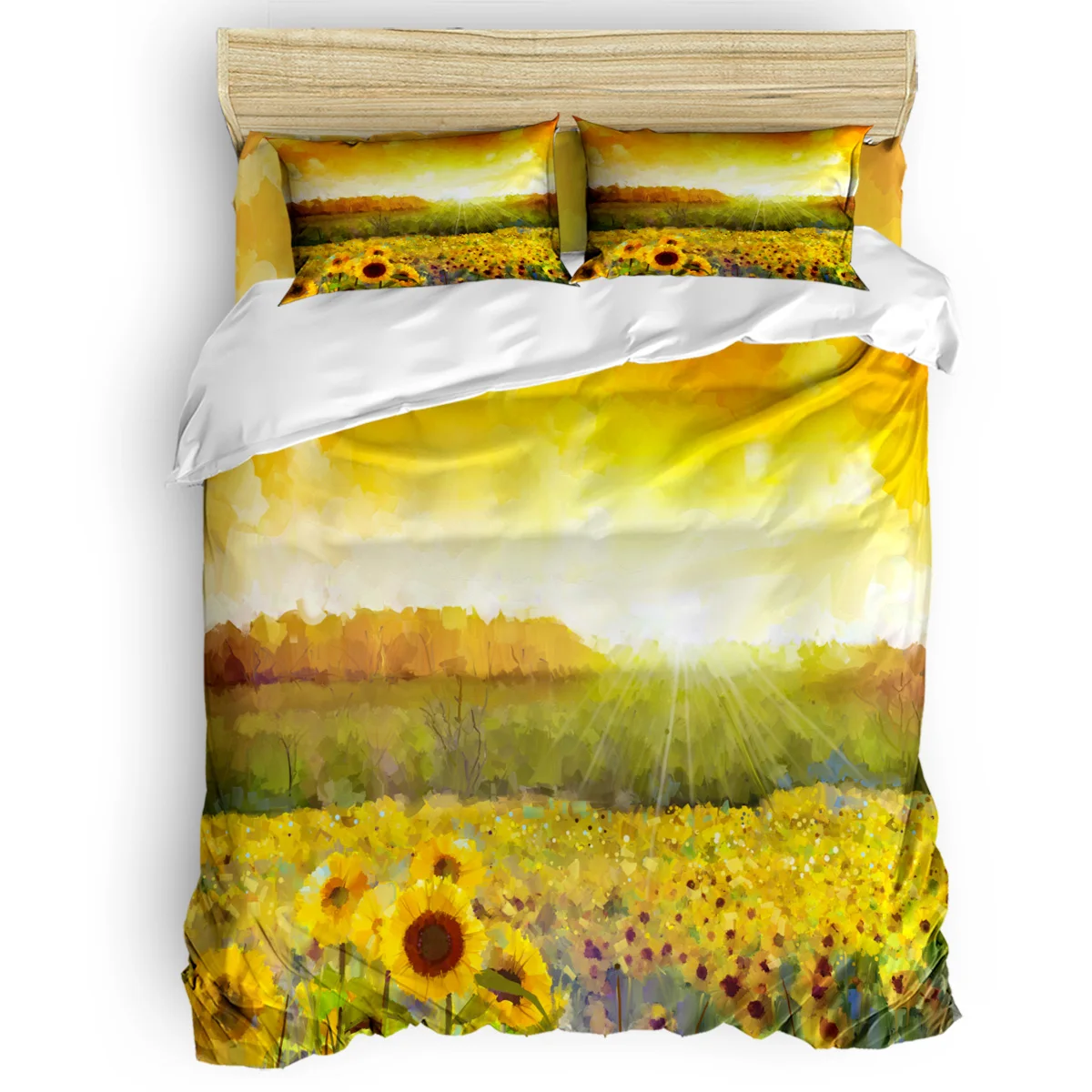 

Sunflower Watercolor Duvet Cover Set 2/3/4pcs Bedding Set Bed Sheet Pillowcases Cover Set