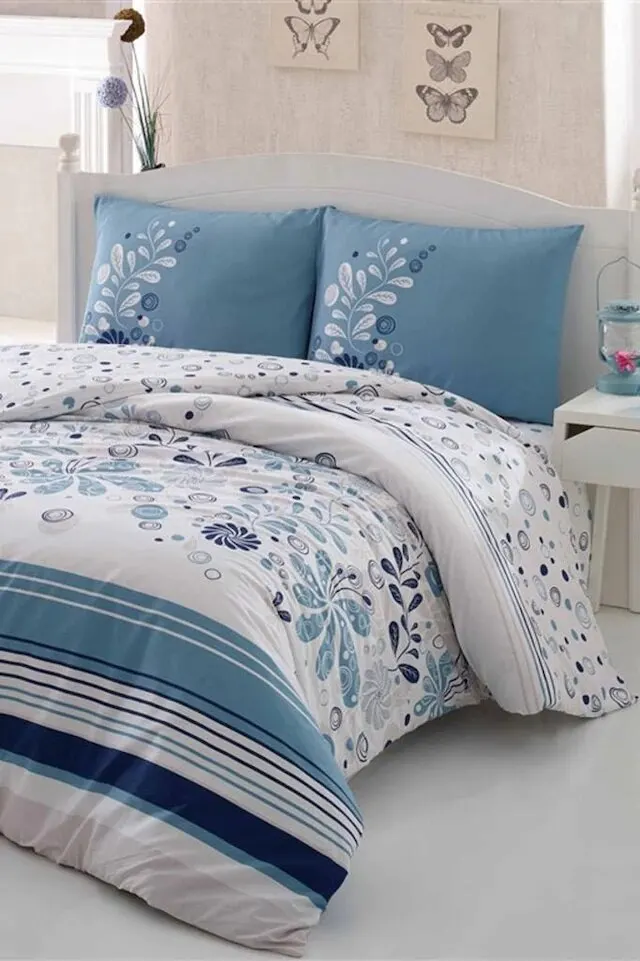 

Комплект постельного белья Ranforce с двойным пододеяльником-Minotti, голубое постельное белье, пододеяльник, постельное белье, двойной размер, по...