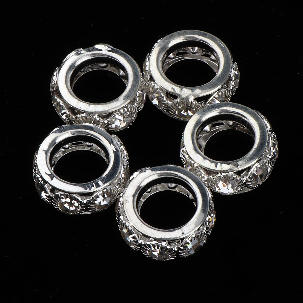 

5pcs Metal Hair Braid Dread Dreadlock Diamond Beads Jewelry Cuff Clips Decor