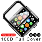 Изогнутое Защитное стекло для экрана 100D, закаленное стекло для Apple Watch 38 40 42 44 мм, Защитная пленка для iWatch SE 6 5 4 3 2, полная проклейка