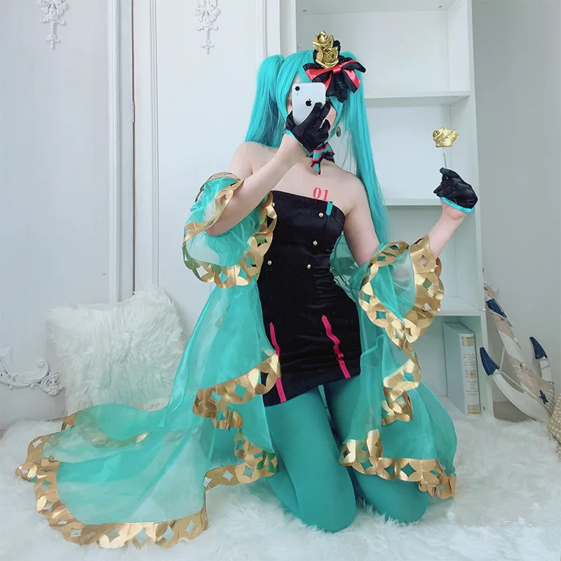 Горячая новинка косплей Vocaloid V девушка Мику хацуне день рождения Фея сексуальное платье косплей костюм платье синий костюмы на Хэллоуин