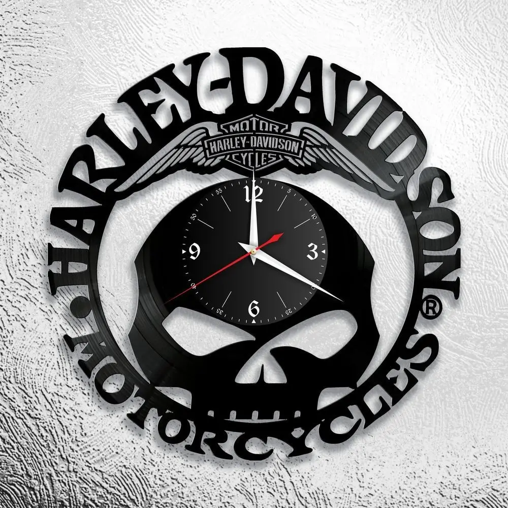 Настенные часы из винила HARLEY декор комнаты | Дом и сад