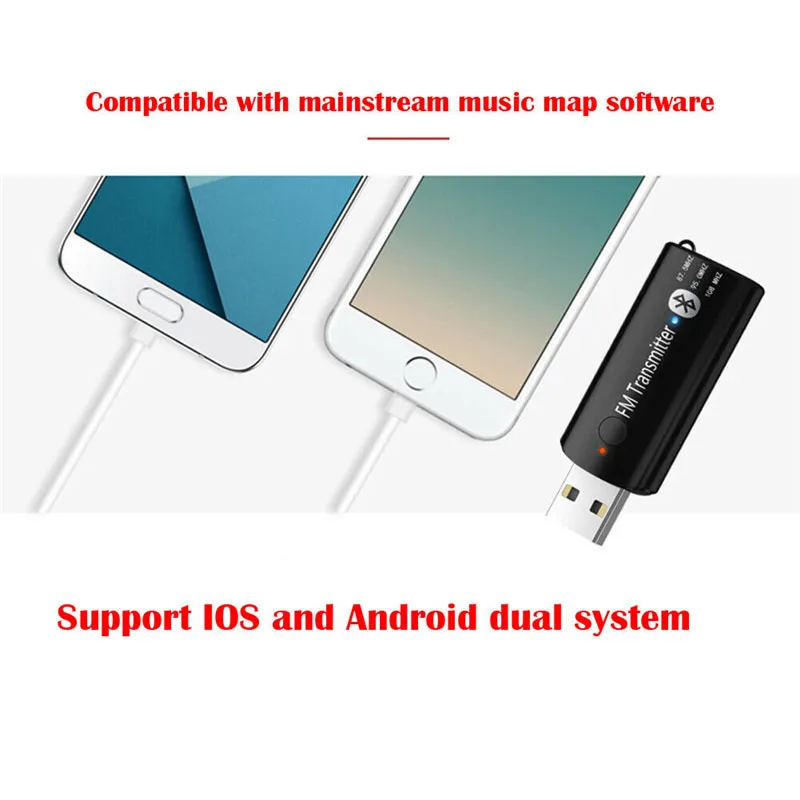 Автомобильный комплект громкой связи Bluetooth 5 0 FM передатчик стерео аудио приемник