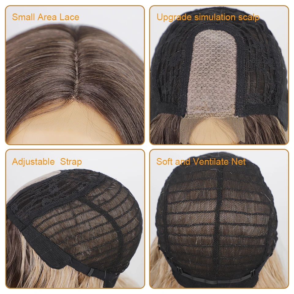 

AISI HAIR Long Wavy Wig Synthetic Wigs For Women Middle Part Ombre Blonde/Black/Purple Wigs Heat Resistant Wig For Daily Use