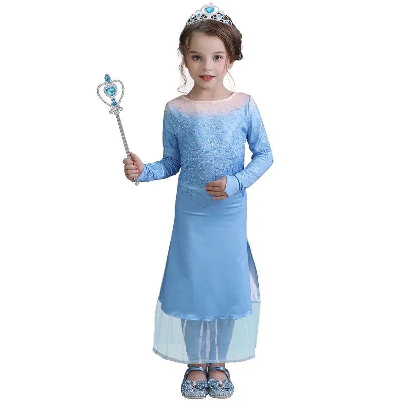 2021 Новинка платье принцессы Эльзы для девочек принцесса вeчeринки кoсплeй кoстюм 2