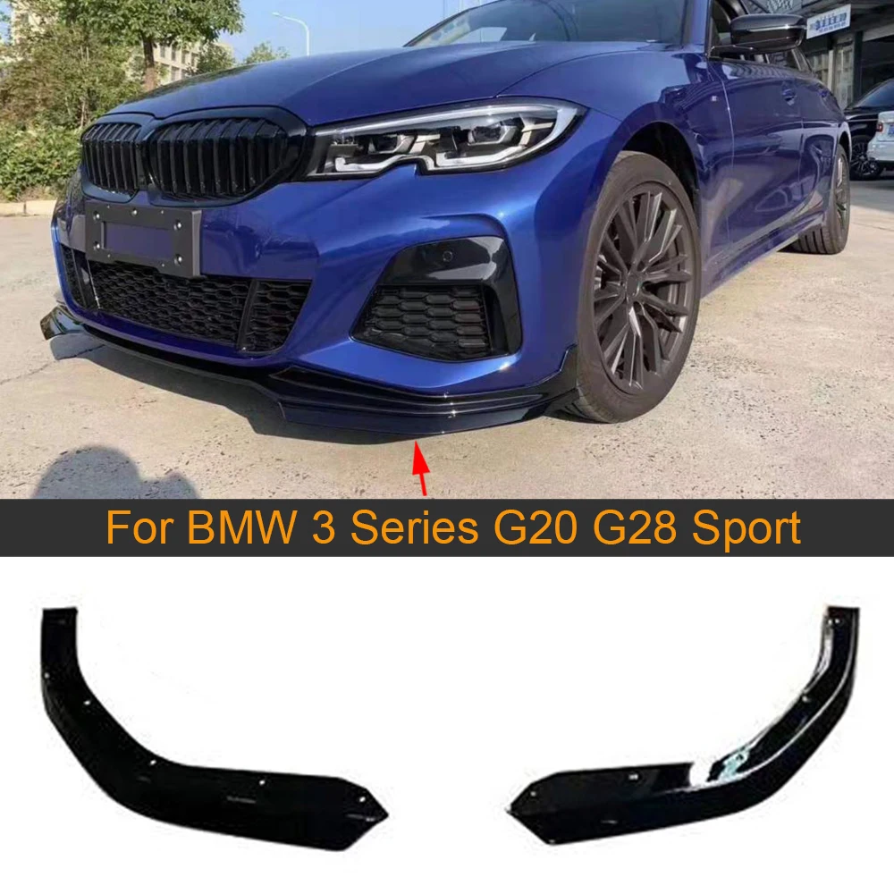 PP глянцевый черный Автомобильный передний бампер разделители для BMW 3 серии G20 G28