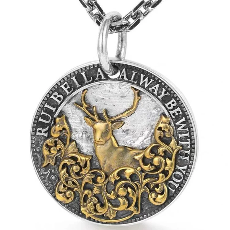 

The New One Deer Has You Round Brand Necklace Female Retro Fashion Hip-hop Trendy Men's Necklace Jewelry Accessories