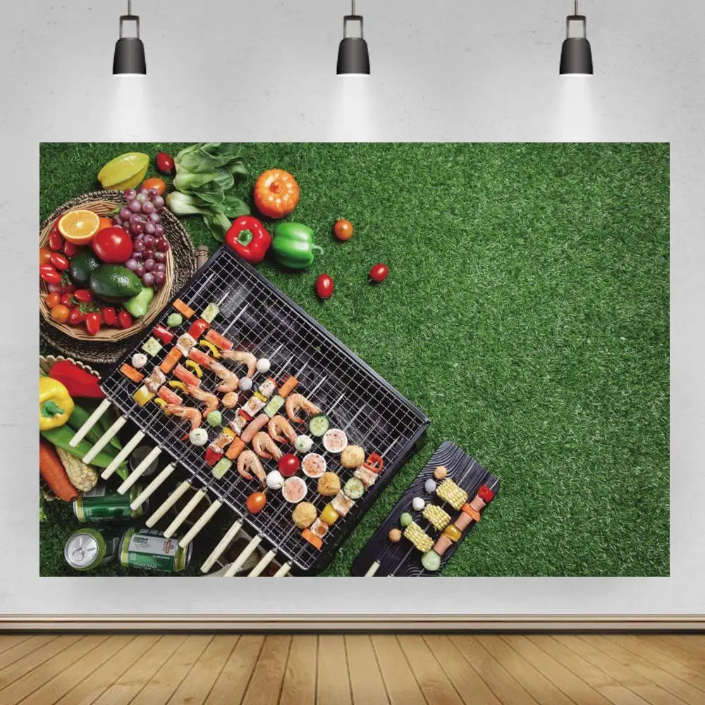 

Тема барбекю Новорожденный ребенок зеленая трава фотография фоны еда фрукты украшение торт фото фоны винил