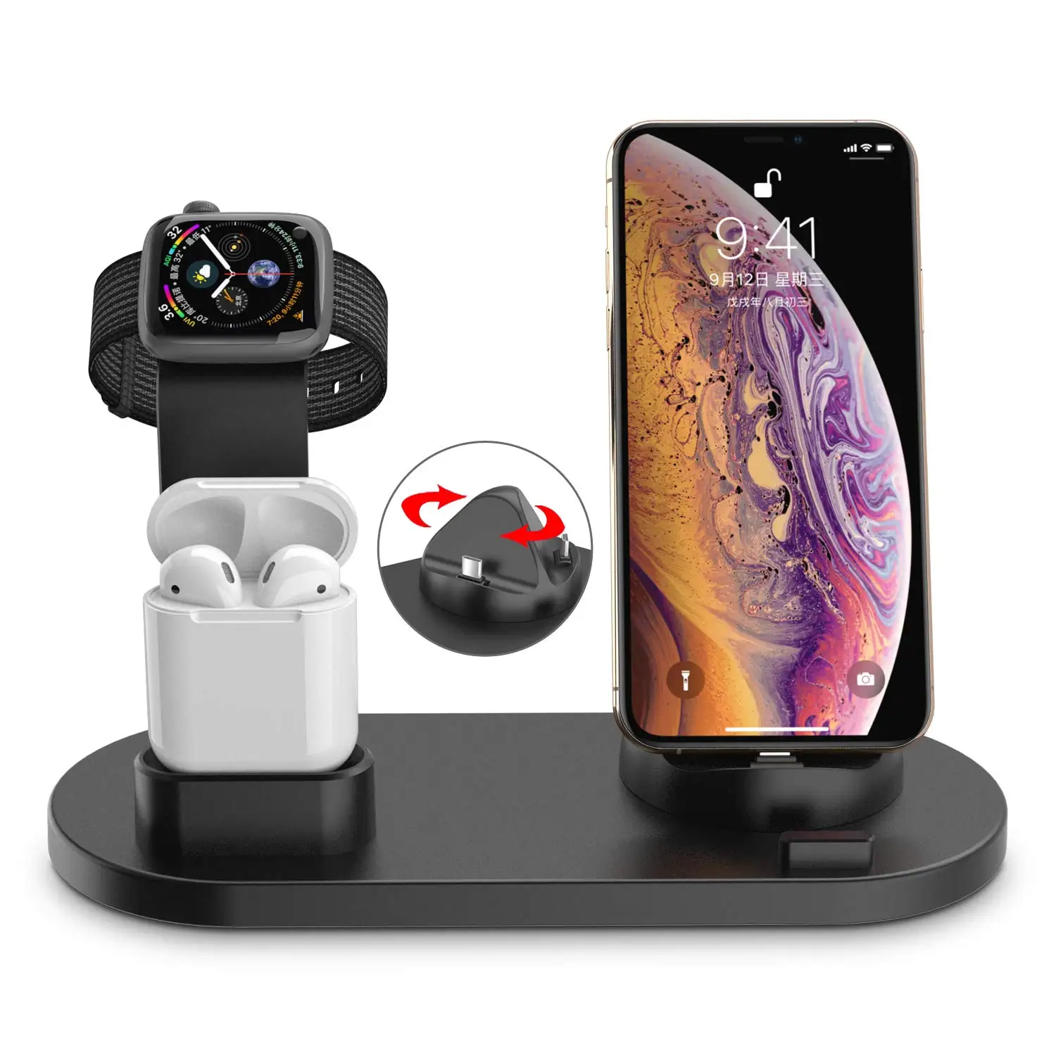 Зарядная подставка для Apple Watch зарядного устройства iPhone AirPods док станция