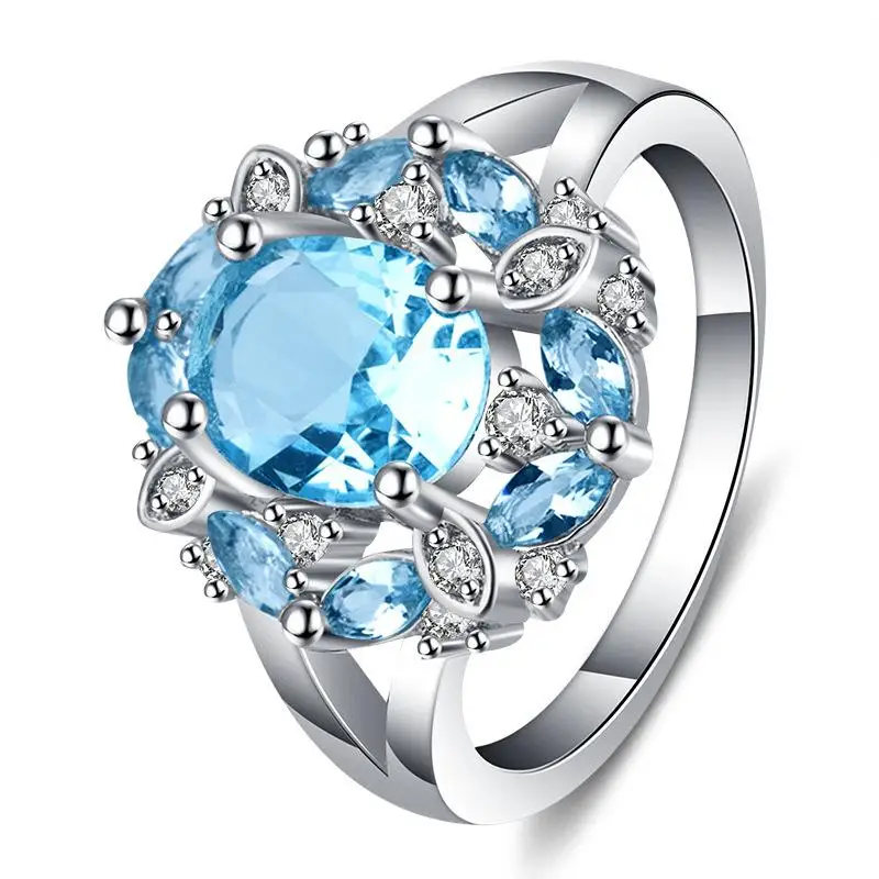 

Blue Topaz S925 Sterling Silver Color Sapphire Rings Anillos De Bague Etoile Ruby Diamond Bizuteria for Charm Women Jewelry