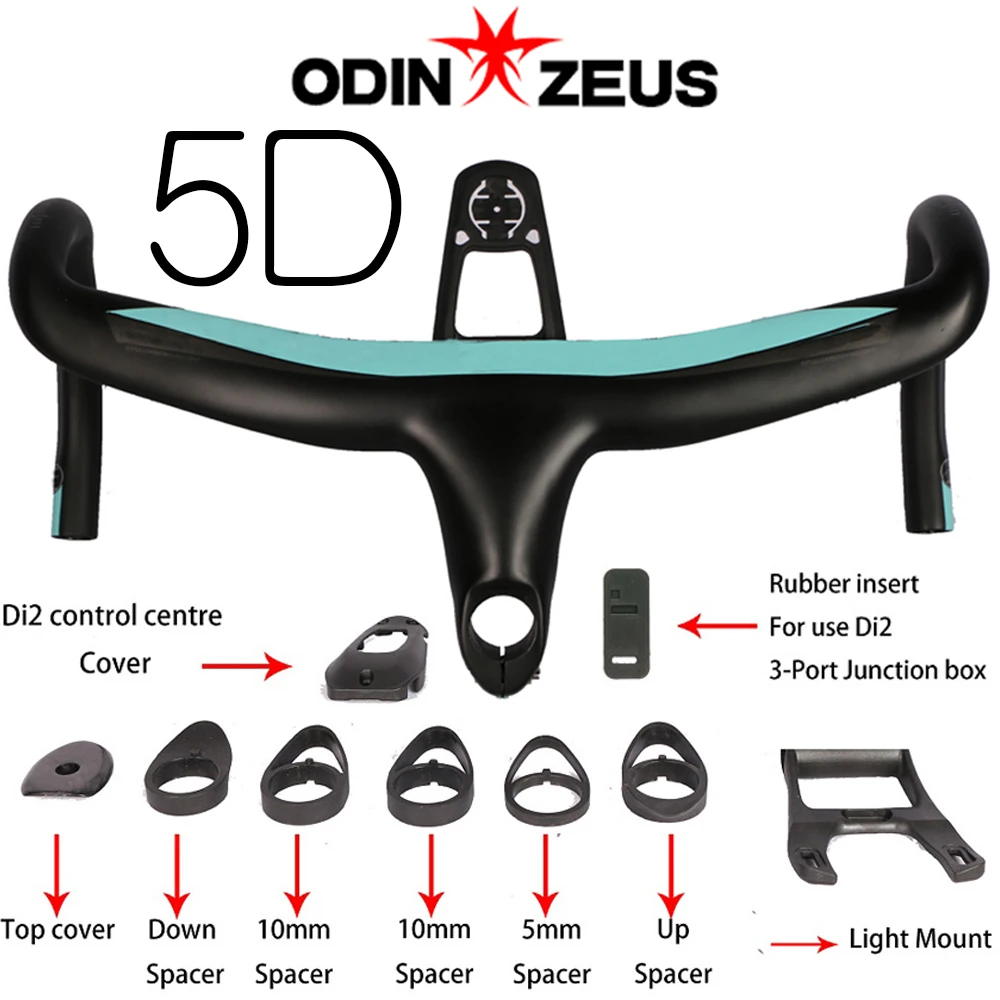

Odinzeus 5D полностью карбоновый велосипедный руль Встроенная планка 28,6 мм UD переплетение с велосипедным компьютером Легкое крепление Специаль...
