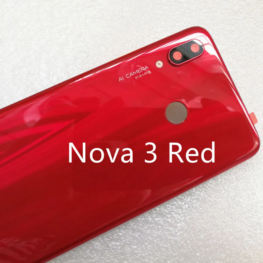 Для huawei Nova 3 крышка батареи Задняя стеклянная задняя дверь корпус чехол для huawei Nova 3i крышка батареи с объективом камеры Замена - Цвет: Nova 3 Red