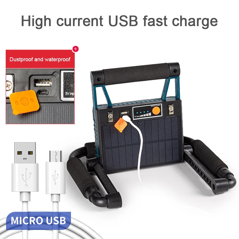Preço Energia Solar Spotlight Porwerful Led Trabalho Lâmpada Usb Recarregável Holofote Magnético Powerbank Lanterna