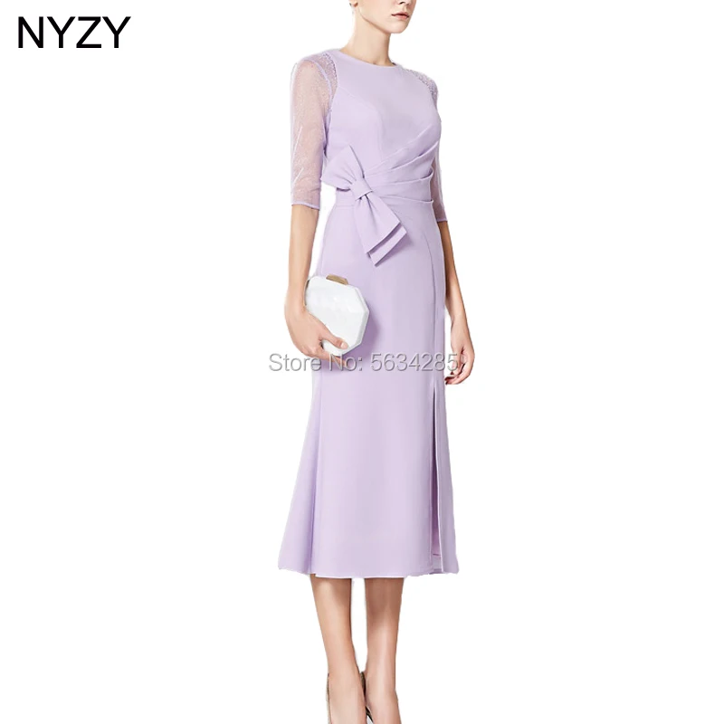 Элегантные сиреневые шифоновые короткие платья для матери невесты с рукавом 1/2