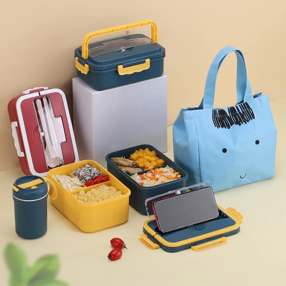 Большой емкости студенческий Ланч бокс для взрослых 3 шт. квадратный Портативный