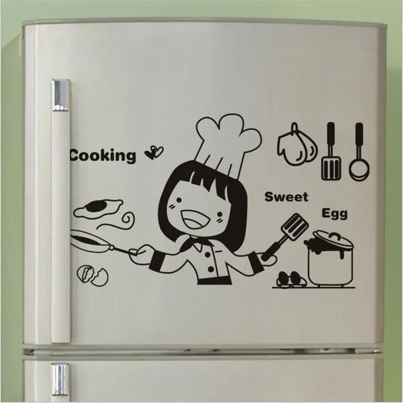 1 шт 20*30 см наклейки на стену для кухни Декоративные счастливой девушки защита