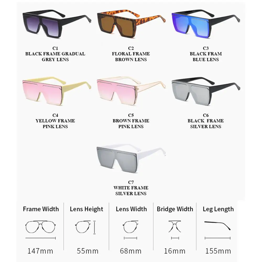 

LongKeeper One Piece Sunglasses Square Men Big Frame Women Sun Glasses Oversized Blue Pink Summer Eyewear Oculos Masculino