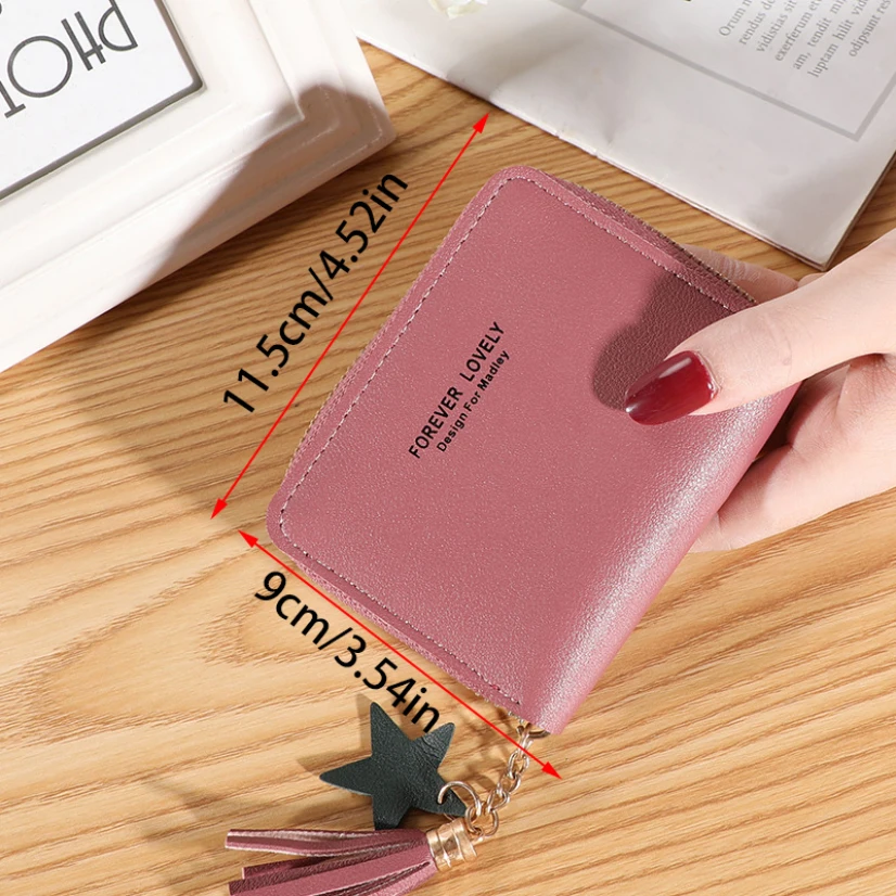 Новинка Женский кошелек с кисточкой подвесные кошельки кожаный короткий женский