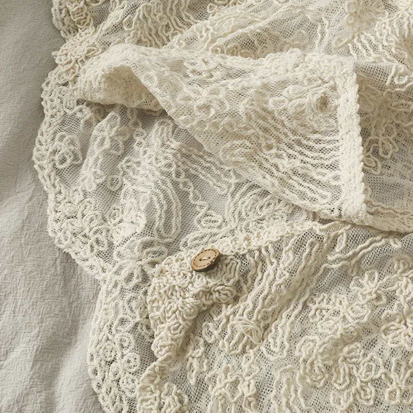 

Women Shirts 2021 Spring Autumn Lace Blouse Single Breasted Cardigan Female Sexy Elegant Blouse Korean Fashion Blusa Mujer
