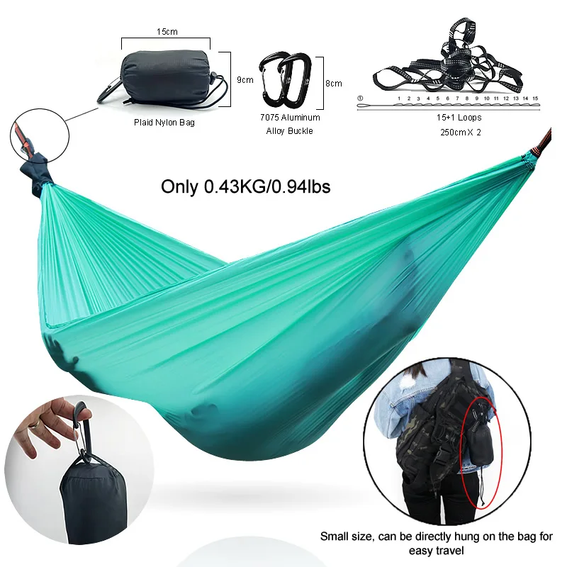 

Ultralight Parachute Fabric Hammock Size 260 x 140 CM 3 Colors