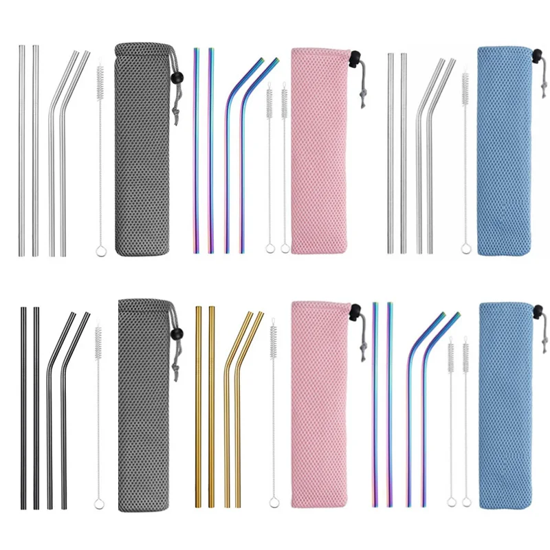 Соломинкой многоразовые трубочки с чистящая щетка комплект Высокое Качество Эко