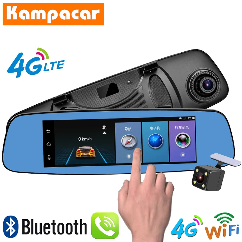 Kampacar 4G Смарт зеркало заднего вида " Автомобильный видеорегистратор с двумя камерами s Dashcam Wifi gps навигатор Android Bluetooth автомобильные видеорегистраторы