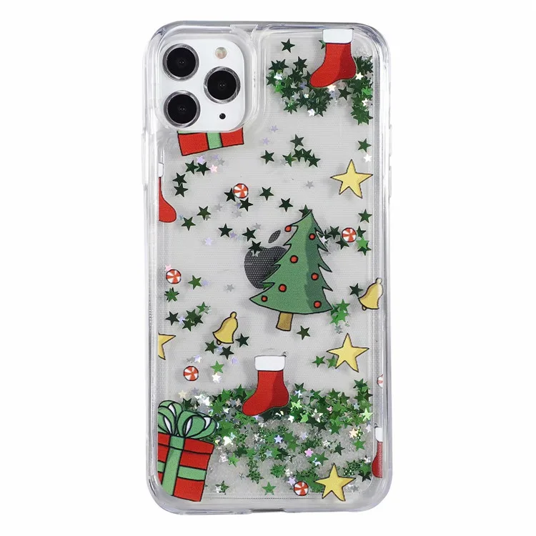 Luxury Christmas Tree Gift Silicon Phone Case For iPhone X XS Liquid quicksand Capa 8 7 6 6S Plus Santa Claus Star Cover | Мобильные