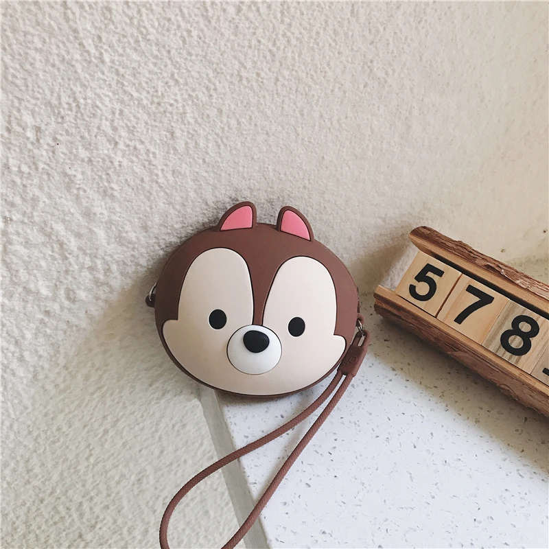 Мини кошелек для монет на молнии милый мультяшный медведь чехол удостоверения