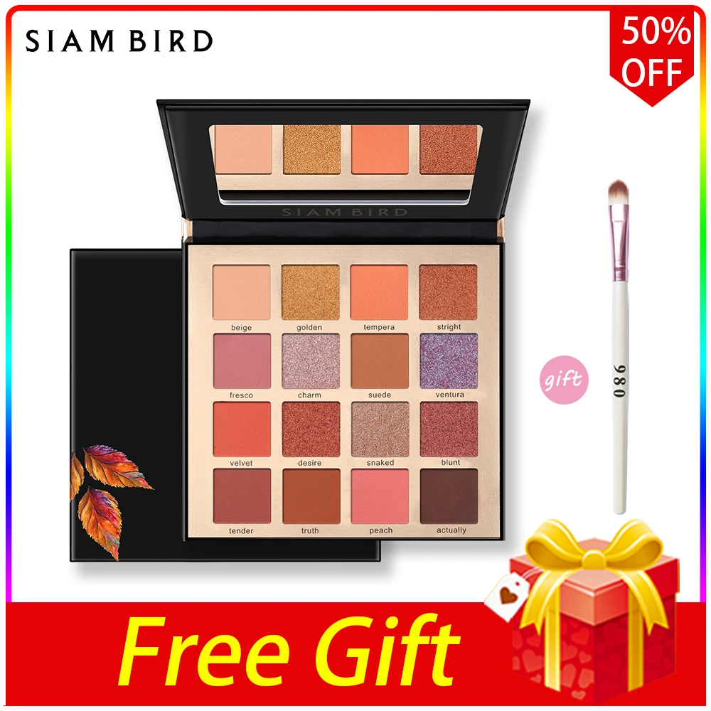 Siambird Professional Eyeshadow Pallete Glitter Eye Shadow Palette Matte Shiny Red Peach Shadows With Sparkles Makeup Pigment