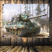 ww2 weapons old photos wehrmacht king tiger tank military poster flag banner wall art canvas painting tapestry home decor a2