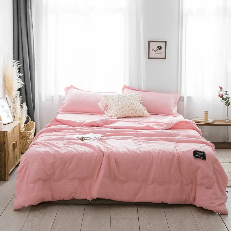 

Fashion Lightweight Summer Quilt Solid Color Skin-friendly Air-conditioning Quilt Home Sleeping Cover Blanket
