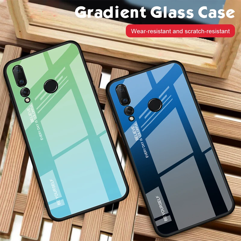 Gradient Tempered Glass Case For Huawei P Smart 2018 2019 2020 2021 Z Honor 8x 8s 9 Lite 9X X 10 Cover Back Phone | Мобильные