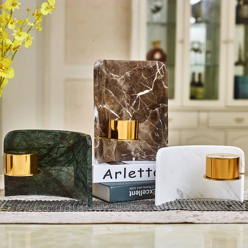 Мраморный подсвечник в скандинавском стиле белые металлические свадебные