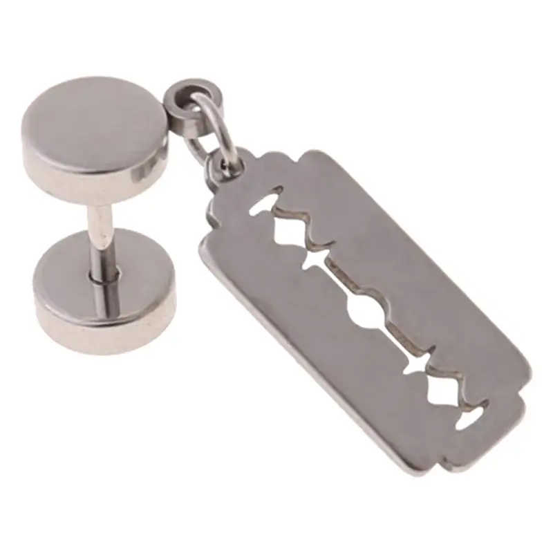

1pc Punk Earrings New Design Blade Hollow Pendant Fashion Personality Anti Allergy Titanium Steel Women Men Brincos Jewelry Hip