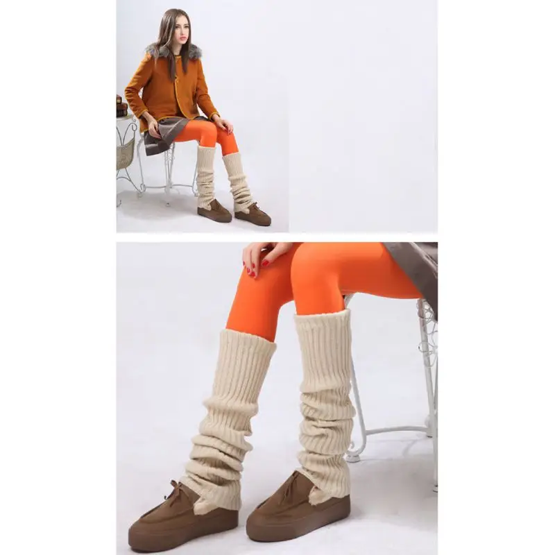 

Leg Warmers Women Warm Knee High Winter Knit Solid Crochet Leg Warmer Socks Warm Boot Cuffs Beenwarmers Long Socks
