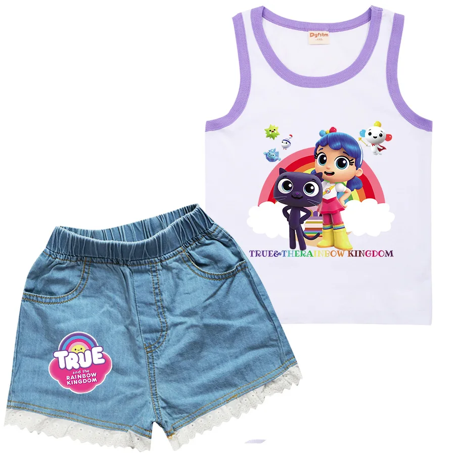 Милая повседневная одежда в стиле истины и радуги Детский комплект из жилета