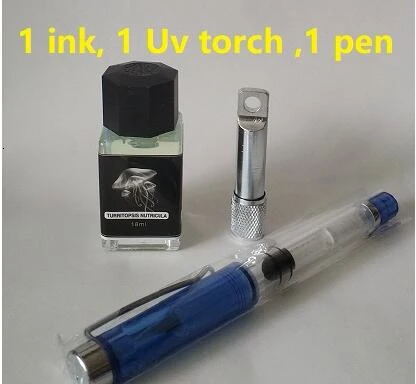 1 ink 1 torch 1pen 18 мл/светильник для бутылок, невидимые чернила для авторучки, флуоресцентные чернила без углерода, видимые только под УФ-светильник, чернила для авторучки - Цвет: 1 ink 1 torch 1pen