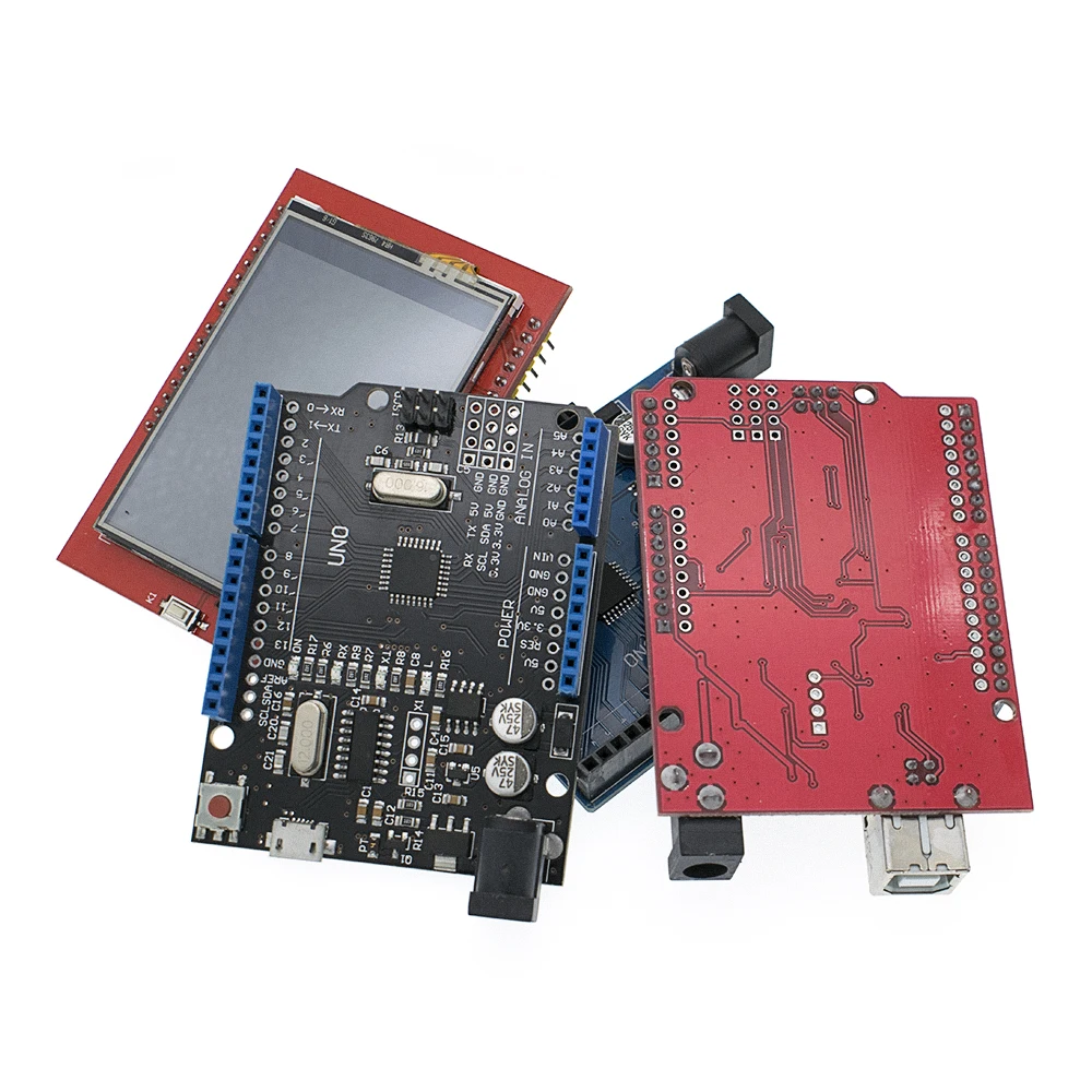 10 шт. синий/красный/черный 2,4 TFT Модуль UNO R3 макетная плата с CH340 ATMEGA328 USB кабель для Arduino