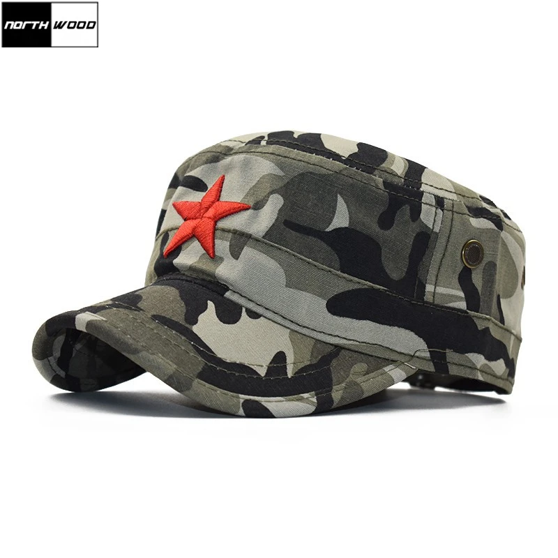 [NORTHWOOD] Red Star Плоские Верхние Крышки Для Мужчин Камуфляж Армейская Шапка Мужские