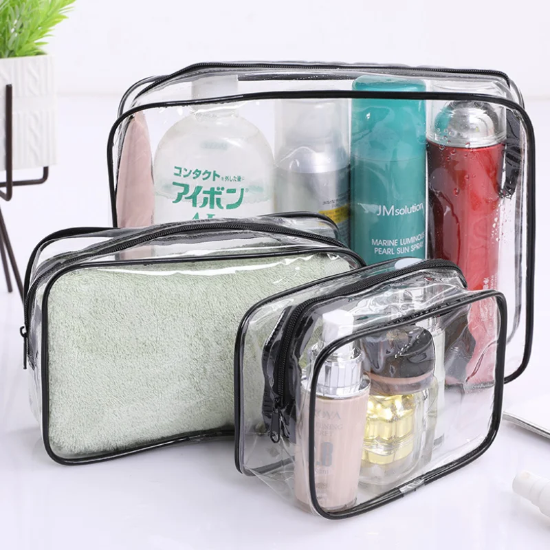 

PVC Cosmetic Bags Women Transparent Clear Makeup Bag Travel Organizer Bath Wash Tote Beauty Storage Zipper Pouch Make Up Case