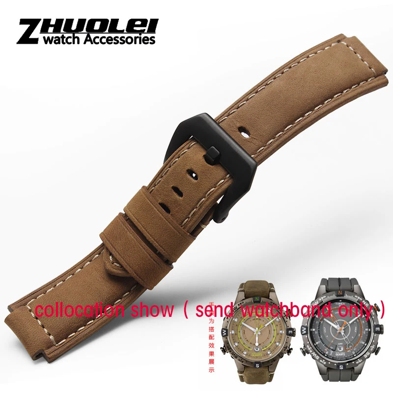 Качественный ремешок из натуральной кожи для мужчин Timex T49859 | T2N720 | T2p141 | T2n722 | 723 | 738 | 739 ремешок с ремешком из нержавеющей стали