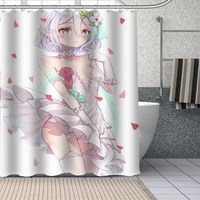 new custom anime kokkoro princess connect curtains polyester bathroom waterproof shower curtain with plastic hooks more size