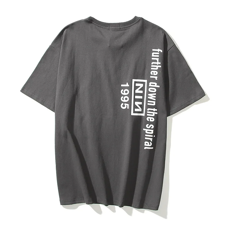 

Hong Kong Style New Year round Hemp Rope Worm Printing Nine-Inch Nail Vintage Casual Short Sleeve Men and Women Same Fashion
