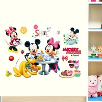 disney mickey minnie mouse pluto wall stickers home decor living room cartoon wall decals pvc mural art diy posters