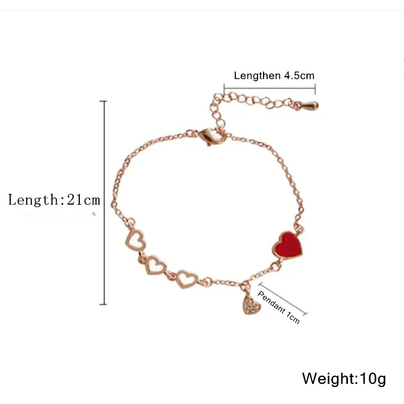 

Fashion Fine Heart Alloy Bracelet Delicate Hand Chain for Women Gift Jewelry